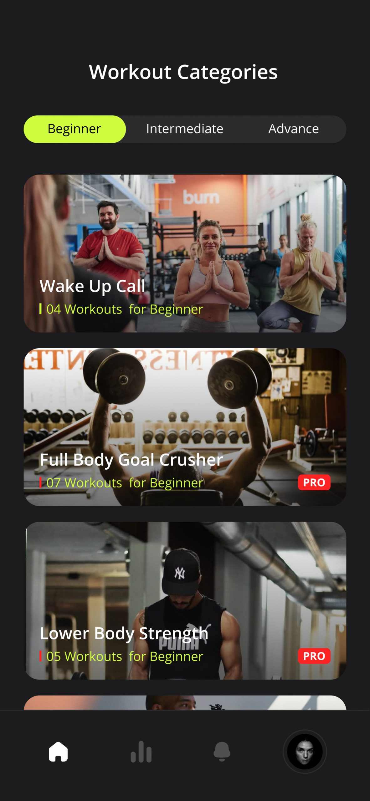 Workout Categories