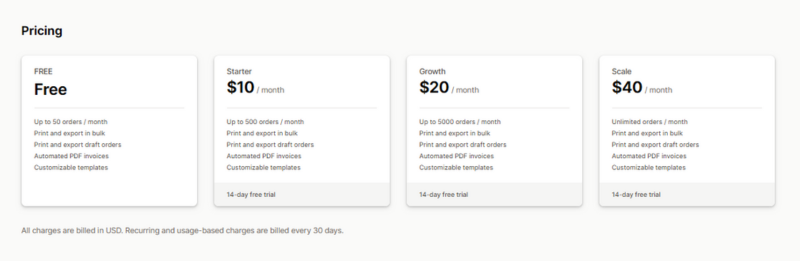 Order Printer Pro Pricing