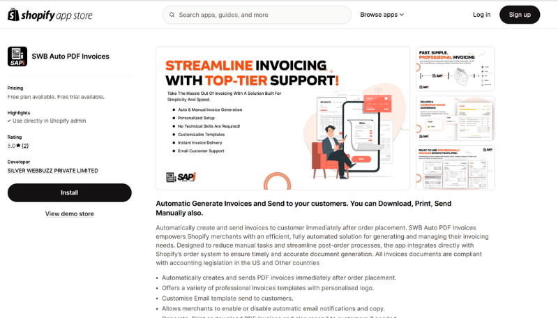 SWB Auto Pdf Invoices