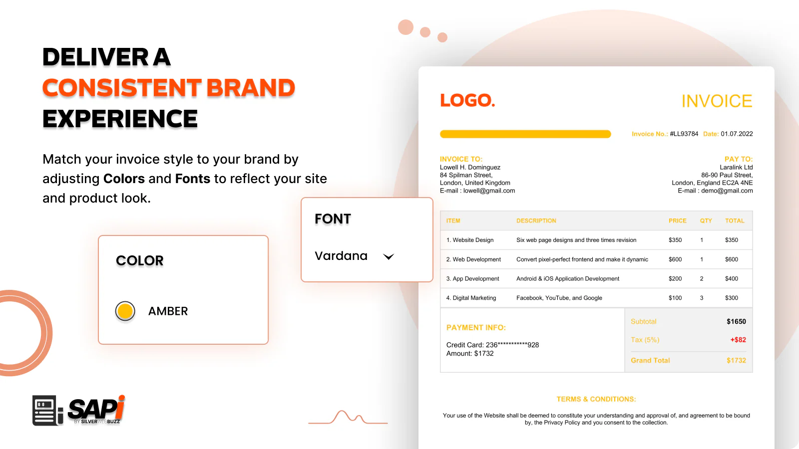 Customize invoice templates